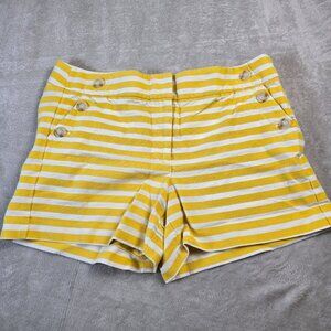 Ann Taylor Loft Shorts Womens Sz14 Yellow Striped Nautical Summer Beach Sailor